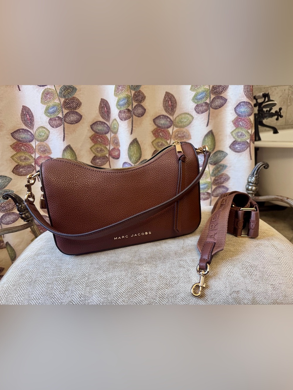 Marc Jacobs DRIFTER small convertible Brown Leather Crossbody with Plum Interio